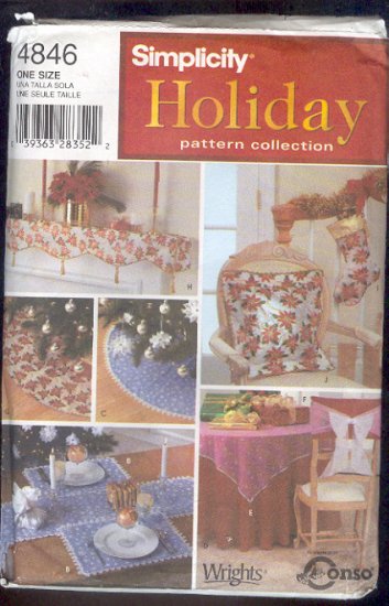 Sewing Pattern Simplicity 4846 Holiday Decor Pilllows Tablecloths tree skirts
