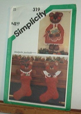 Sewing Pattern Simplicity 319 Bear Wall hanging and stockings Cute