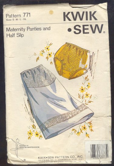 Sewing Pattern 771 Kwik Sew Maternity Panties and Half Slip Size Small - X Large