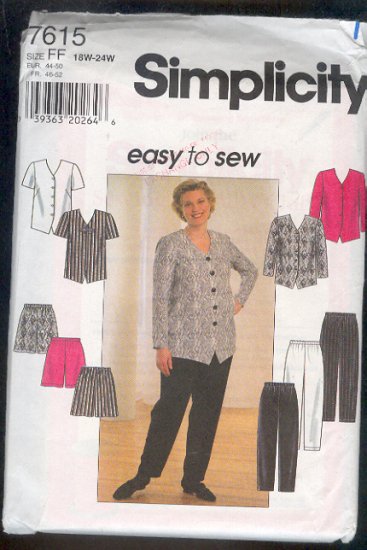 Sewing Pattern Simplicity 7615 Mix and Match Separates Sizes 18W-24W