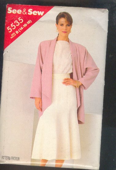 Sewing Pattern Butterick 5535 Beautiful jacket & trumpet skirt Size 14-16