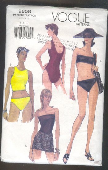 Sewing Pattern Vogue 9858 Swinsuits - 4 styles Size 6 - 10