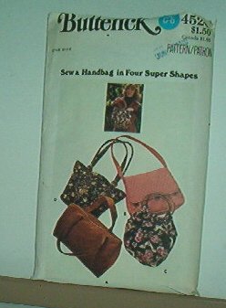 Sewing Pattern Butterick 4520 Four styles of handbag about 14" across