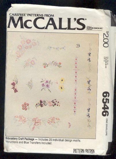 Embroidery Pattern McCall's 6546 flower and borders, 29 designs