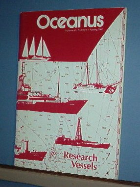 Magazine Ships Free in US Vintage OCEANUS Oceanography Research Vessels Spring 1982 Vol 25 #1