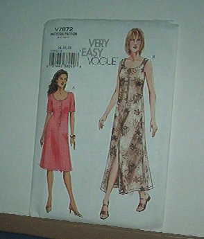 Vogue Sewing Pattern V7872 Scoop neck dress Summer Size 14 - 18