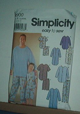 Sewing Pattern Simplicity Mens (chest 34 - 48") Boys (22 - 27" chest) Night Shirt & Jams