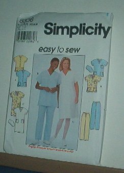 Sewing Pattern Simplicity 8351 Tops - 6 variations, good for scrubs Size 8-12
