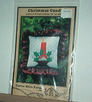 Sewing Pattern Christmas Candle Pillow 15" square by Calico Farms