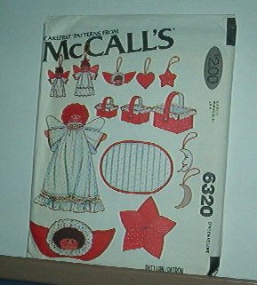 Sewing Pattern Christmas McCall's 6320 Angels, ornaments, baskets and pillow