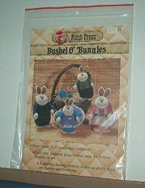 Sewing Pattern Patch Press Bunny Family Soft Sculpture 12" and 9"