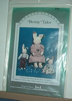 Sewing Pattern Prairie Farm Designs, Bunny Tales. tea died folk rabbits 13" 26"