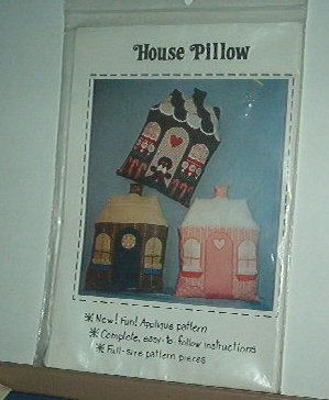 Sewing Pattern House Pillow Applique included 16X 18" Cute