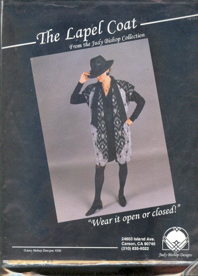 Sewing Pattern Judy Bishop Designs THE LAPEL COAT Sizes XML thru XXL