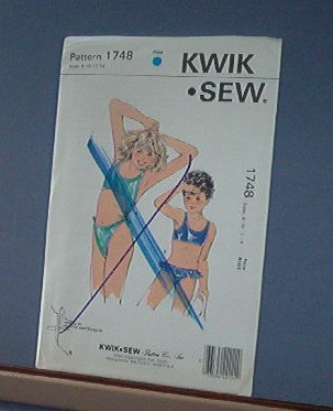 Kwik Sew Sewing Pattern Girl's Two Piece Swim Suits Sizes 8 - 14 Cute