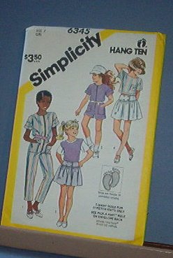 Simplicity Sewing Pattern 6345 Girls Skirt, crop top, jumpsuit Size 7