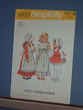 Simplicity Sewing Pattern 6635 Sweet Holly Hobbie Fashion Size One (Chest 20)