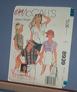 Sewing Pattern McCall's Brooke Shield Design Short Sleeved Blouse Girls SIze Large