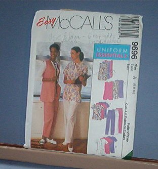 Sewing Pattern McCall's 9696 Scrubs Medical Uniforms 6 8 10 Nice & Easy
