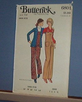 Butterick Sewing Pattern Butterick 6801 Jumpsuit Overall & Jacket Size 7-13 Jr. Petite