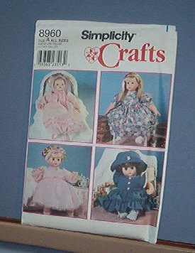Sewing Pattern, Simplicity 8960 Various Sizes Design Your Own to Fit Your Doll