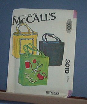 Sewing Pattern McCall's S010 15 X 16 X 4 inch tote bag