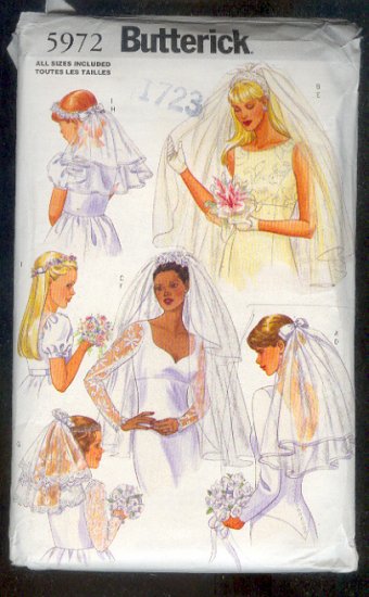 Sewing Pattern Butterick 6972 Wedding Vails for bride and attendants All sizes