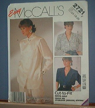 Sewing Pattern McCall's 2721 Three Blouses Size 16-20