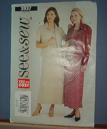 Sewing Pattern Butterick 3937 Dress with jacket Size 8 -12 Pretty