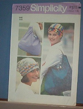 Sewing Pattern Simplicity Vintage 7359 Shoulder bag and hat - Once Size
