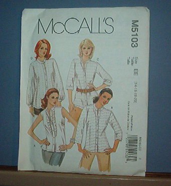 Sewing Pattern: M5103 McCall's Blouse, 4 styles, Size 14 -20