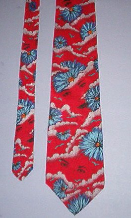 Neck Tie - Necktie - Burgundy w/ daisies - Dear Prudence - 11/22/68 - The Beatles - Apple Corp