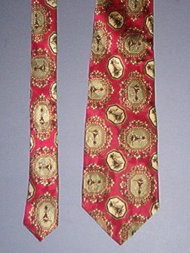 Neck Tie - Necktie - Silk burgundy with beige design - Vito Rotolo - 3.5" across - very nice