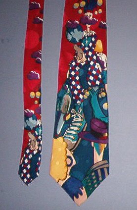 Neck Tie - Necktie - Fool on the Hill, The Beatles 12/8/67, Burgundy with the fool. 4" across Cool
