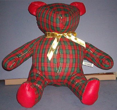 Teddy Bear - 18" tall - Riverdale USA - Christmas Plaid - Like New