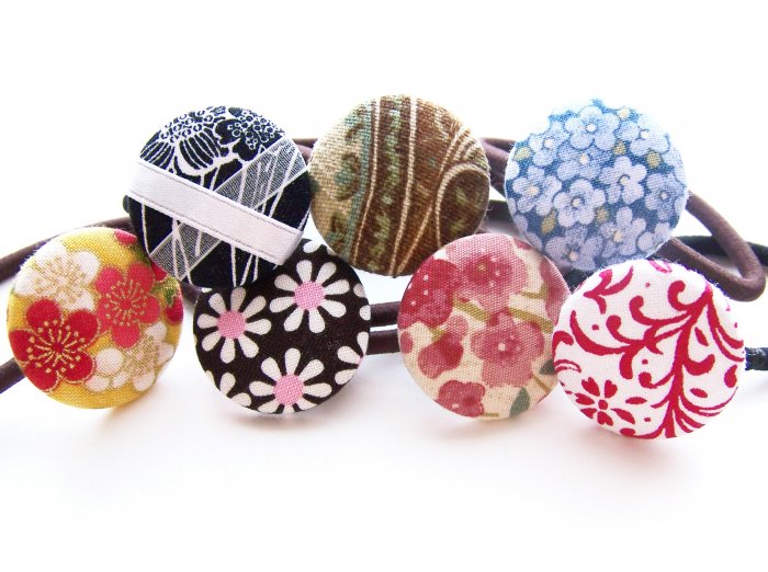 Work Week Button Ponytail Holder set of 7