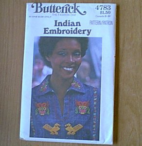 Vintage Butterick Pattern 4783 Indian Embroidery 1 size Uncut