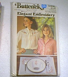 Elegant Embroidery Floral and Alphabet Patterns Butterick #5496 Uncut