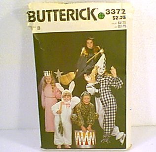 Costume Pattern Princess Bunny Witch Jester Clown Animal Butterick 3372 Size B Girls Cut
