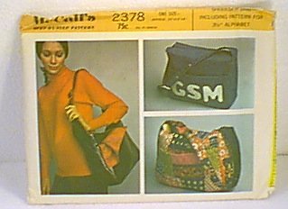 Shoulder Tote Bag & Alphabet Stencils 3.5" McCall's #2378 Sewing Pattern Uncut