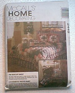 Biscuit Quilt Sham Throw Dust Ruffle McCall's Pattern 2449 3 Sizes Uncut