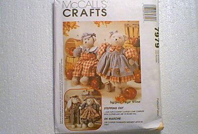 Stuffed Bunny Couple w Clothes Toys McCalls Pattern 7979 Cut