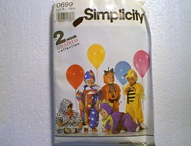 Costumes Clown Dalmation Dog JackOLantern Bee Dinosaur Simplicity Pattern 0699 1/2 - 4 Cut
