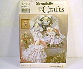Stuffed Decorative Angel Bunnies & Clothes Simplicity Pattern 7044 Uncut