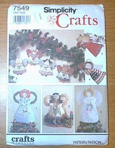Angel Tree Topper or Freestanding Ornaments 2 Sizes Simplicity Pattern 7549 Uncut
