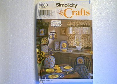 Shirley Botsford Sunflowe Kitchen Apron Mitts Placemats Curtain Covers Simplicity Pattern 8880 Uncut