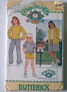 Cabbage Patch Kids Tops Skirt Shorts Pants Butterick Pattern 6706 Sz 7 8 10 Uncut