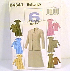 Sew Easy Dress & Jacket 6 Versions Sz 18 - 24 Butterick Pattern B4341 2004 Uncut