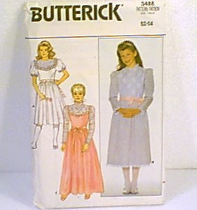 Girls Fancy Party Dress Dresses Butterick Sewing Pattern 3488 1985 Sz 12 14 Cut