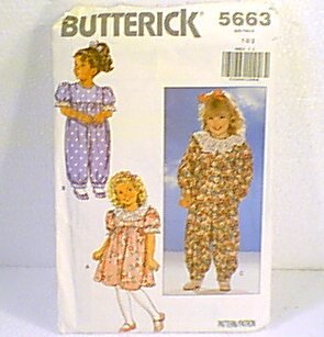 Toddlers Dress & Jumpsuit Jumper Sz 1 2 3 Butterick Sewing Pattern 5663 1991 Cut